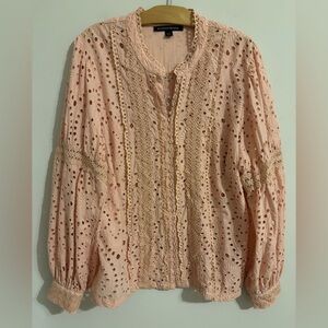 Boston Proper Blush Pink Lace Blouse